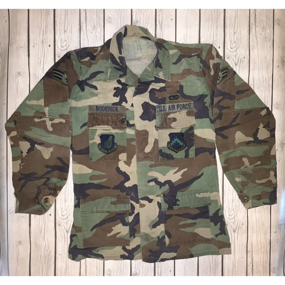 Vintage US Military Woodland Camo Combat Coat Medium Long BDU Jacket Hot Weather